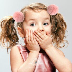 Cute Girls Pom Pom Hair Clips Boutique Hair Accessories for Girls Faux Fur Blush